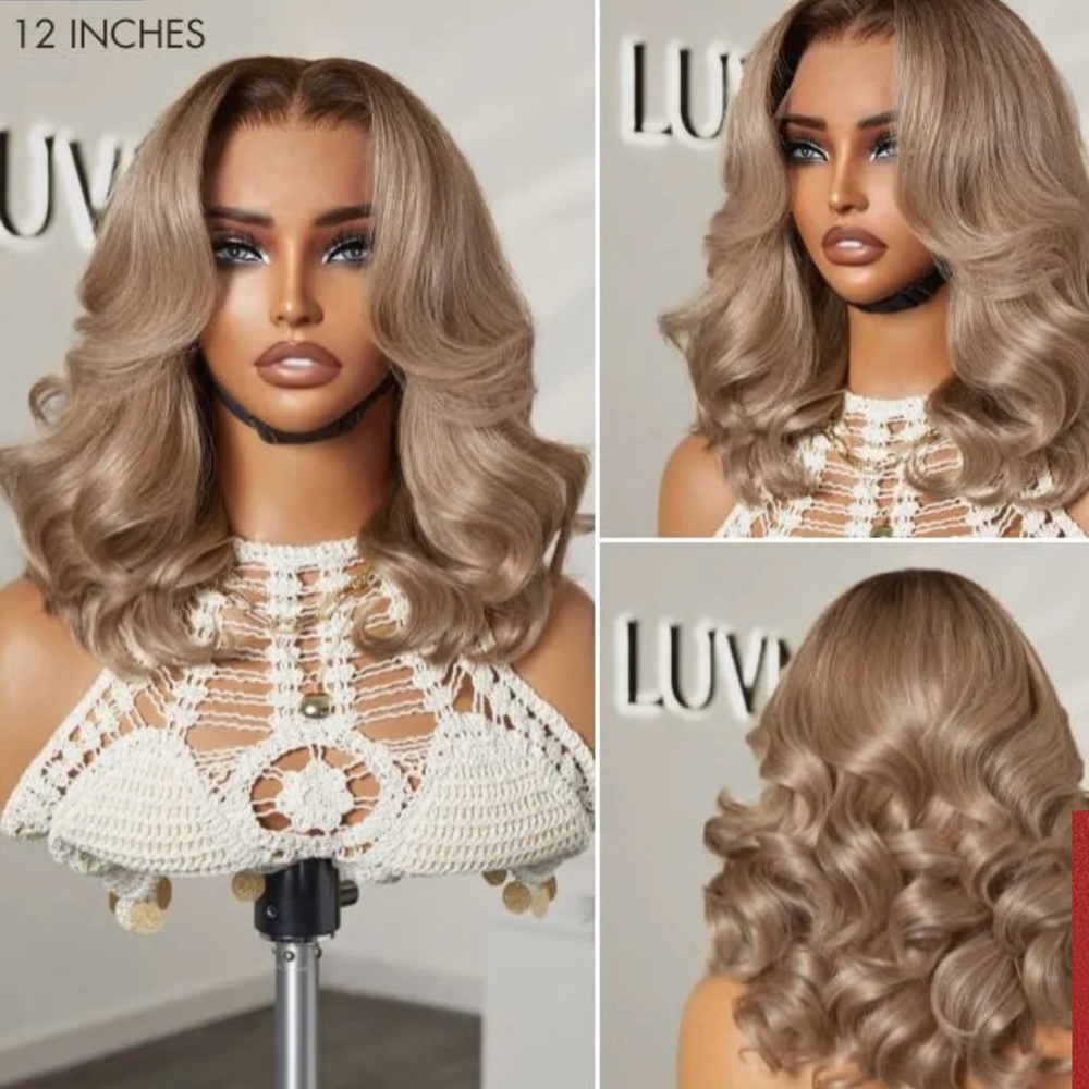 Brown Medium-Length Wavy Wig with Volume